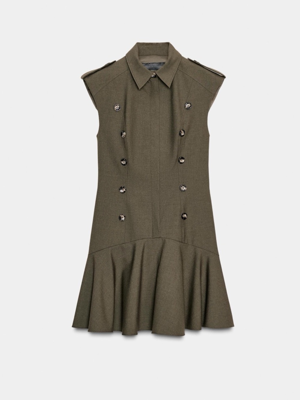 NWT Zara Woman Buttons SHORT DRESS WITH SHOULDER PADS AND RUFFLES Size XS - Picture 4 of 10
